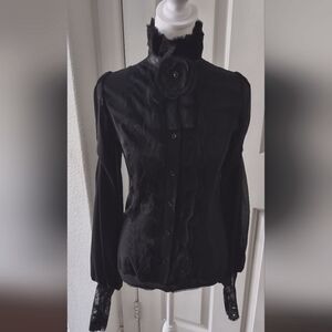 Women's black lace body suit blouse
